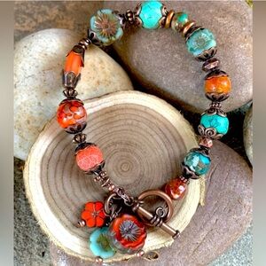 Czech Glass & Turquoise Bracelet